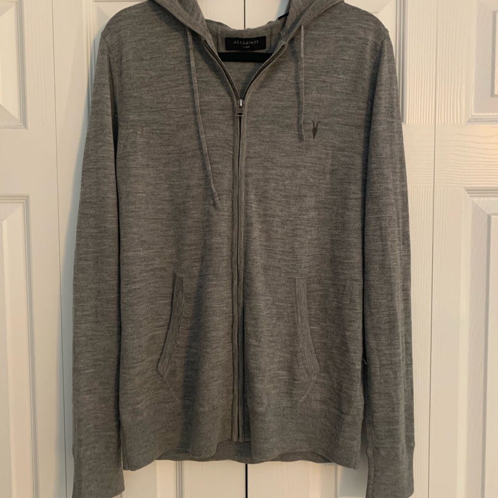 All Saints merino wool zip up hoodie